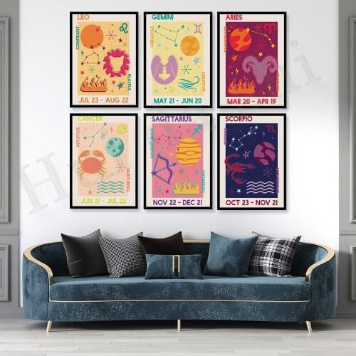 Twelve Constellations Sagittarius Zodiac Art Print Digital Download | Abstract Astrology Star Sign Printable Art