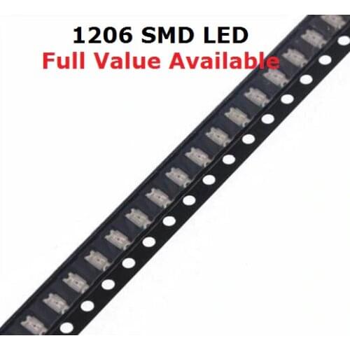 100pcs 1206 LED Yellow Red Green Warm White Blue Purple Orange light emitting diode SMD bead super bright high quality Free Ship