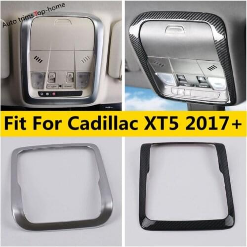Car Carbon Fiber / Matte Accessories For Cadillac XT5 2017 - 2021 Front Reading Light Lamp Panel Frame Cover Trim ABS Interior