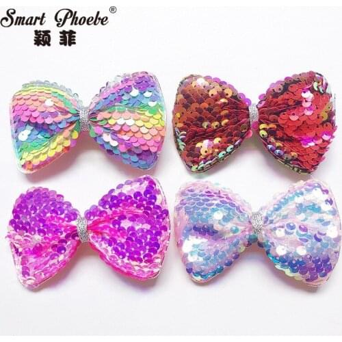 Boutique 20pcs Fashion Glitter Pastel Rainbow Bow Hairpins Sequin Bowknot Hair Clips Princess Headwear Girls Hair Accessories