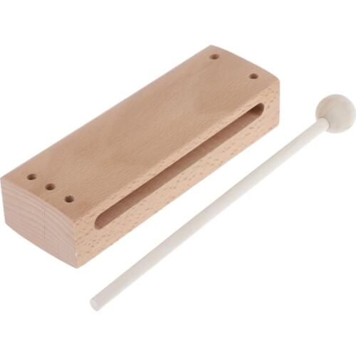 Wooden Percussion Block Wood Clapper with Mallet for Children Kids Musical Toy