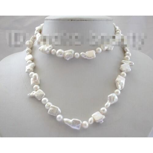 Long big 20mm baroque white keshi reborn freshwater cultured pearl necklace 32"