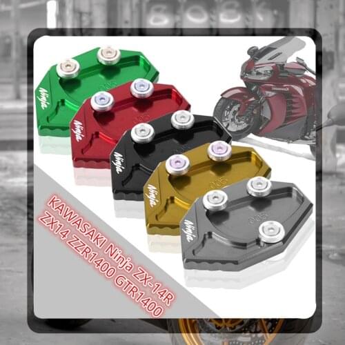 For KAWASAKI ZX14R Ninja ZZR1400 GTR1400 Concours ZX 14 Motorcycle Kickstand Foot Side Stand Extension Pad Support Plate Enlarge