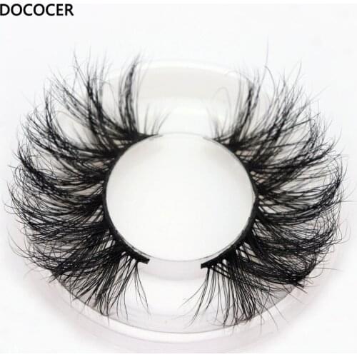 DOCOCER 25mm Long 3D mink lashes extra length mink eyelashes Big dramatic volumn eyelashes strip thick false eyelash