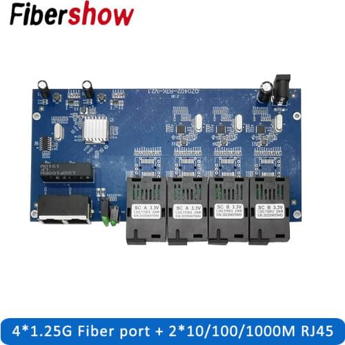 Gigabit Ethernet Switch Fiber Optical switch 4F2E Industrial Grade 4*1.25G Fiber Port 2 RJ45 10/100/1000M PCB board