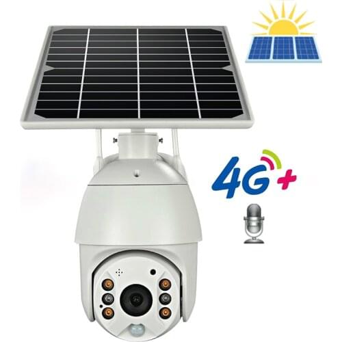 HD 1080P 8W Solar Panel 4G Camera PTZ Outdoor Rechargeable Battery PIR Alarm 2MP Security IP Wifi Surveillance Camera For Home