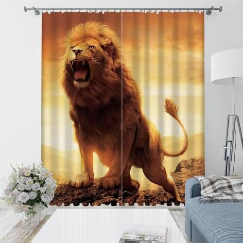 Personality curtains Luxury Blackout 3D Curtains For Living room Bedding room Office lion curtains
