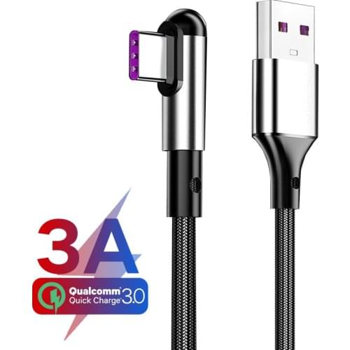 USB Type C 90 Degree Fast Charging USB C Cable Type-c Data Cord Charger usb-c For Huawei P20 Honor 10 9X Xiaomi mi10 mi9 mi8 mi6
