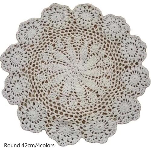 Modern lace cotton crochet table place Mat cloth tea coffee Placemat drink doily dining round Coaster mug cup glass Pad Kitchen