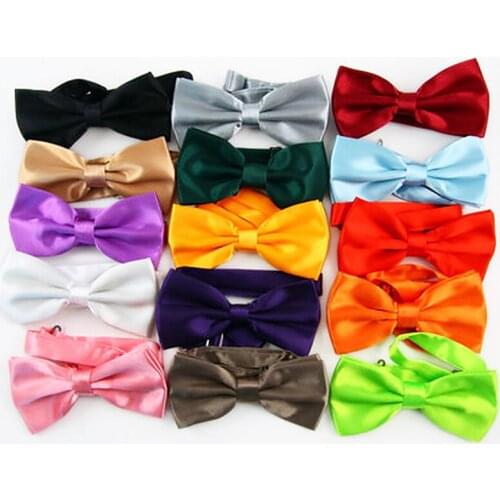 Fashion Adjustable Bowtie Shinny Solid Colour Wedding Party Rayon Butterfly Cravat Candy Colour Silk Noble Tie - Factory Outlet