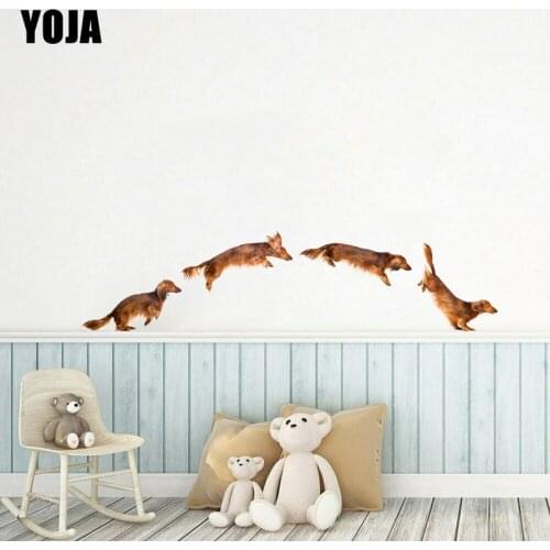 YOJA 60×14.7CM Jumping Dachshund Animal Stickers Home Bedroom Room Wall Decoration 8WS0363