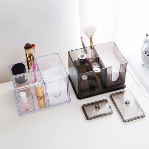 Desktop Sundries Storage Box Makeup Organizer For Cosmetic Brush Closet Bin Case Home Office Bathroom cotton swab Storage Box