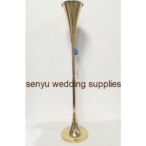 New gold metal trumpet vase flower stand wedding table centerpiece for wedding decorations from senyu factory China