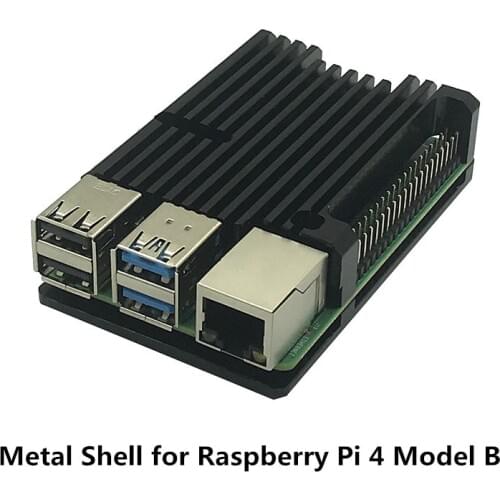 Elecrow Latest Metal Shell for Raspberry Pi 4 Model B Armor Aluminum Case Black Enclosure Cooling Protective Shell for RPI 4B