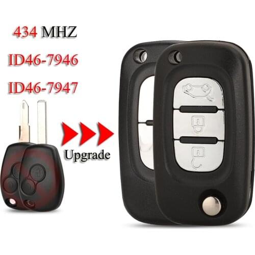 Kutery Upgrade Folding Remote Car Key For Renault Clio III Master Modus Twingo 2/3Buttons 433MHZ ID46 PCF7946/7947 Chip