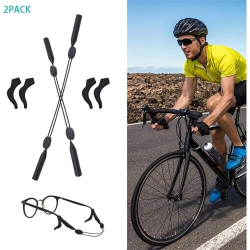 2 Pcs Black Retractable Glasses non-slip Rope Men Women Outdoor Sport Sunglasses Retainer Holder non-slip Ropes Eyeglass Cord