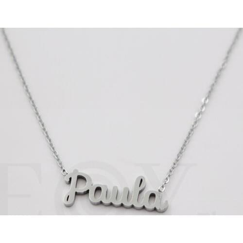 Collar De Acero Inox Con Nombre De Paula Color Plata Alta Calidad Envió Desde España