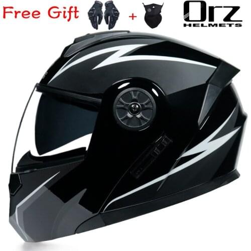 Cool DOT Certification Men Motorcycle Professional Racing Flip Up Helmet ABS Material Modular Dual Lens Helmets Free Shipping