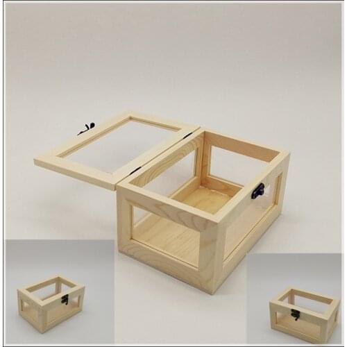 Zakka transparent storage wooden box acrylic box jewelry storage box display box can be customized