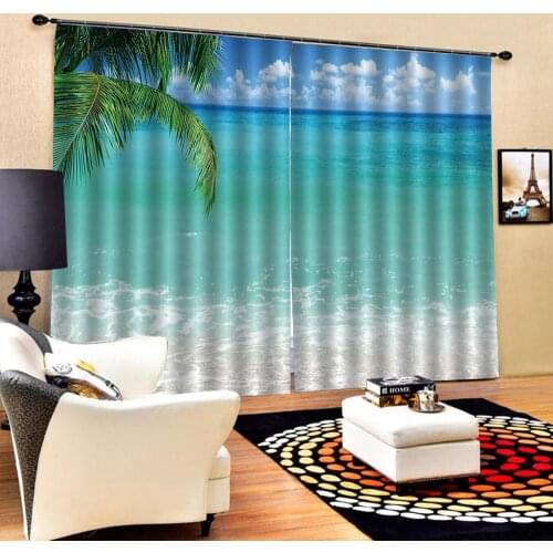 Blue beach curtains Window Blackout Luxury 3D Curtains set For Bed room Living room Office Hotel Home nature scenery curtains