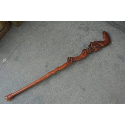 Old Chinese red wood crutchstatue, fish shape, best collection & adornment, free shipping