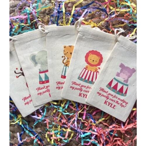 Personalized Circus Animal Party Favor Bag custom kid birthday gift bag welcome Treat Bags candy bags baptism bags thank you bag