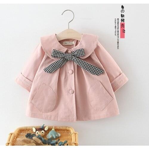 Spring Autumn Fashion Kids Girls Trench Coats Long Sleeve Baby Outerwear Children Clothing England Style Girls Windbreaker