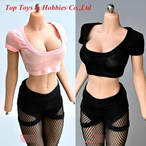 In Stock 1/6 T-shirt Wide Collar Short Top Clothes Fit 12'' Female PH TBL Action Figure Body