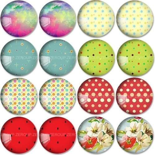 ZEROUP 16pcs Round Glass Cabochon Brief Branch Pictures Mixed Pattern Fit Base Earring Setting for Jewelry Flatback TP-115-ER-3