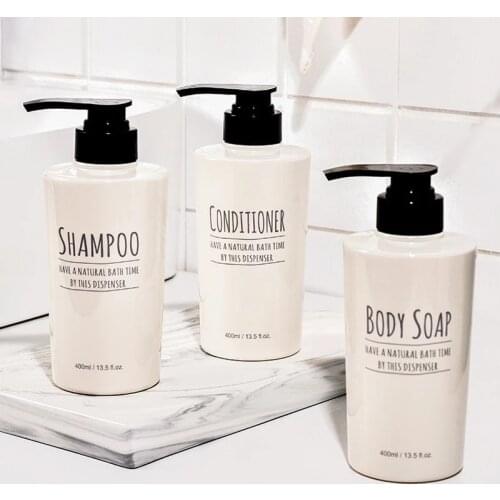 3pcs Liquid Soap Dispenser Bottle Set Shampoo Body Wash Shower Gel Bottle Outdoor Travel Empty Bottle Set 400ml