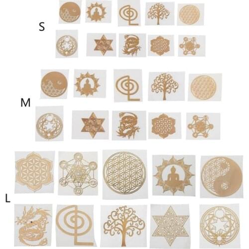 30Pc 7 Chakra Copper Energy Tower Orgonite Sticker Flower Life Tree Pyramid Epoxy Resin Fillings Material Jewelry Making