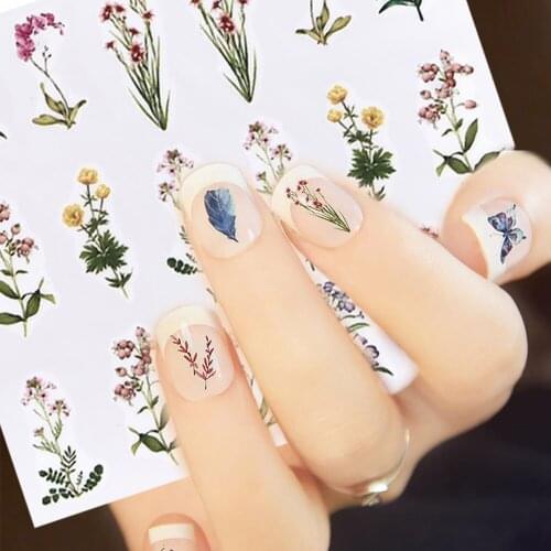 1Pcs 3D Flower Water Nail Decal Nail Art Transfer Stickers Decals 1 Sheets Manicure Decoration Tips Floral Manicure Decor