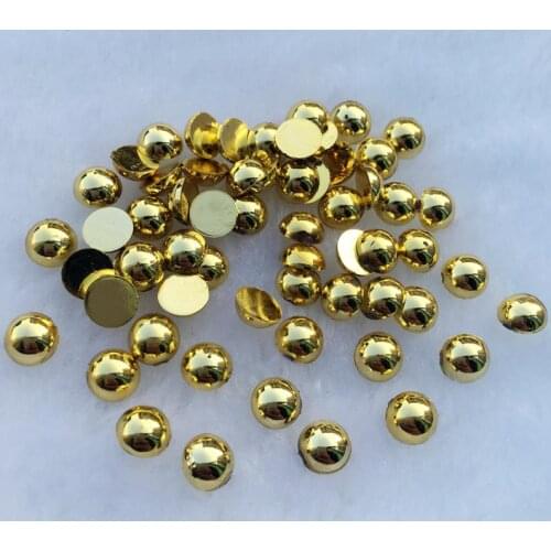 6mm Gold Silver Solid Semicircle 3D Nail Art Decoration Acryl Stud For DIY Nails Charms Accessories 200pcs/lot-S24