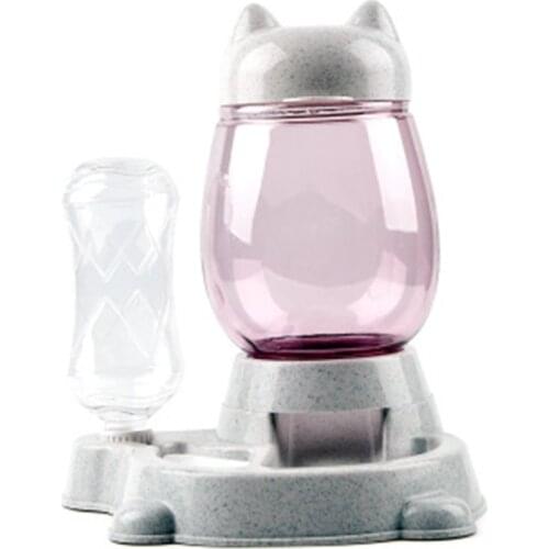 Pet Automatic Feeder Cat Dog Food Dispenser Water Drinking Bowl Feeding Dispenser Pets Supplies-Grey