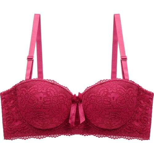 More breasted less womens underwear comfortable sexy gather half a cup of lace bra set top bra