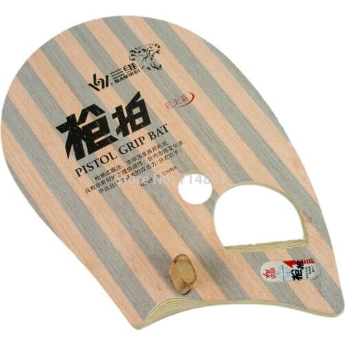 Sanwei T981 middle finger type pistol grip bat table tennis / pingpong blade for left hand