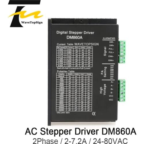 Wavetopsign 2Phase Driver DM860A Input Voltage AC24-80V Current 2-7.2A Match the 86 Series Step Motor