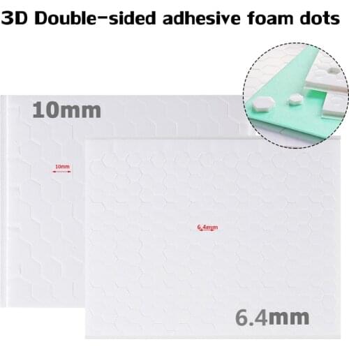 3D Double-sided Adhesive Foam Dots Hexagon Fastener Tape Strong Glue Magic Sticker DIY Scrapbooking Craft Project 6.4/10mm Width