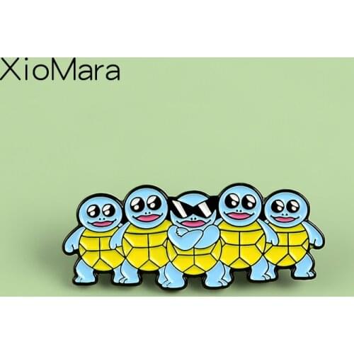 Blue Tortoise Brother Enamel Pins Cool Sunglasses Turtle Brooch Lapel Pin Bag Badge Childhood Animal Jewelry Gift Kids Friends