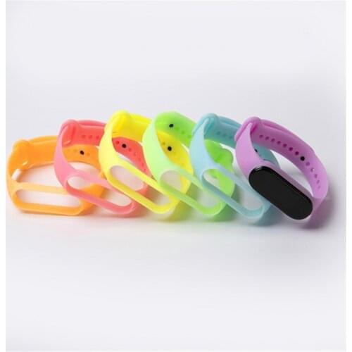 Fluorescent Smart Bracelet Watch Silicone Wristband for Xiaomi Mi Band 5 Sports StrapBracelet for Mi Band 5 Miband Strap TPE+TPU