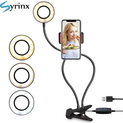 New Selfie Ring Light With Flexible Mobile Phone Holder Lazy Bracket Desk Lamp LED For Youtube Live Stream Office Kitchen Stand