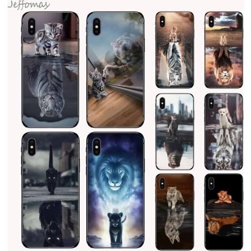 Cat tiger dog lion reflection Customer Phone Case For iphone 5 5s 5c se 6 6s 7 8 plus x xs xr 11 pro max