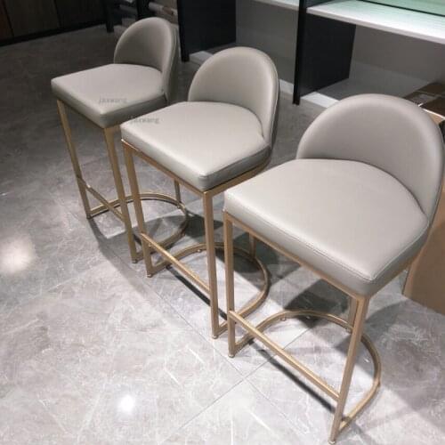 Nordic Leather Living Room Furniture Back Bar Chair Homestay Apartment High Bar Chair Simple Modern Hotel Club Casual Bar Chairs