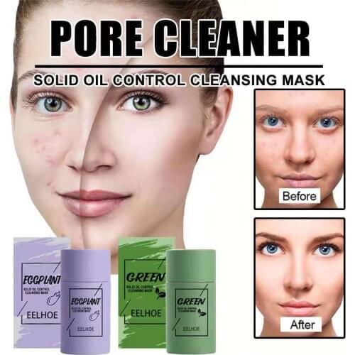 2PCS Green Tea Oil Cleansing Mask Control Eggplant Acne Clearing Mask Moisturizing Blackhead Fine Pores Mud Mask