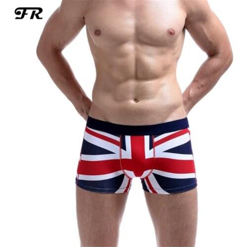 FR Mens Sexy Underwear,Men Flag Print Boxers,Mens Cotton Comfortable Boxer Shorts