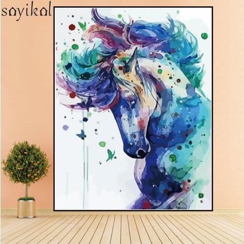 DIY Coloring By Numbers With Frame Abstract Horse Animal Picture by numbers Kits Painting number DIY Paint By Numbers Room Decor