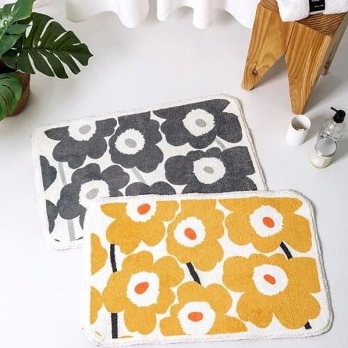 Non-slip Home Door Mat Floral Design Bedroom Entrance Carpet Bathroom Suction Pads Bath Mat Balcony Absorbent Foor Mat Carpet