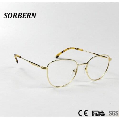 SORBERN New Alloy Metal Round Eyeglasses Frames Women Men Myopia Prescription Glasses Optical frame 2021 Full Rim Korean Eyewear