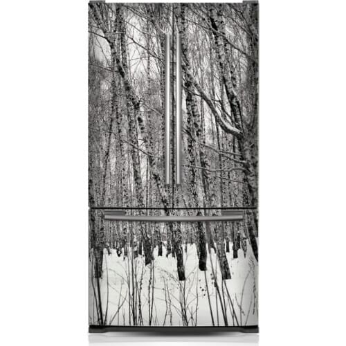 Wholesale 3D Winter Birches SelfAdhesive Dishwasher Refrigerator Freeze Sticker Kids Art Fridge Door Cover Wallpaper