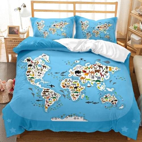Autumn And Winter Use Map Pictures Bedding Duvet Cover Pillowcase Single Double Large King Quilt Cover Queen Bedding Set